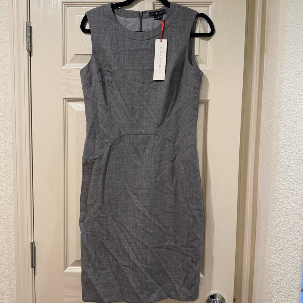 NWT Nora Gardner Editor Gray Sleeveless Crew Neck Midi Dress Size 4